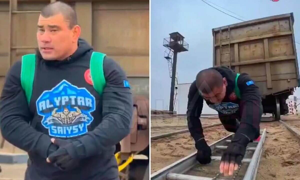 Атырау тұрғыны жүз тоннаға жуық вагонды сүйреп, рекорд орнатты